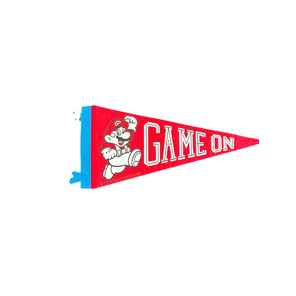 Mini Nintendo Super Mario Game On Felt Pennant Flag Red Blue Wall Decor 2019
